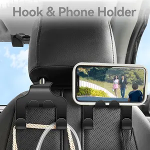 1/2/4pcs Car Seat Headrest Hooks, Car Seat Backpack Rack, Auto Headrest Hangers - 4in 1 Car Back Seat Head Rest Storage Organizers, Car Seat Hanging Holder Hooks Universal for Handbag, Purse, Clothes, Coat, Umbrellas, Vehicle Interior Accessories