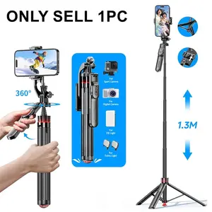 Multifunctional Portable Travel Tripod with Wireless Remote, Selfie Stick, Compatible with iPhone/android, Button Battery Powered