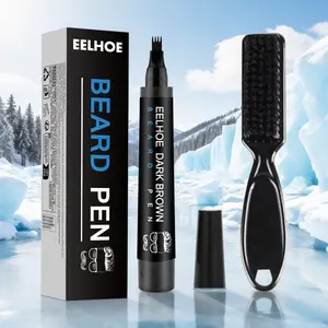 Men's Beard Filler Pen Kit Black & Brown| Waterproof Natural Beard Pencil & Outlining Pen, Long Lasting Smudge-Proof for Patchy Beard, Precision Mens Beard Grooming Shaping Set