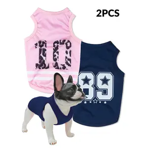 2pcs Pet Tank Tops for Dogs & Cats, Leopard "10" & Star "89" Print Vests, Breathable Shirts for Small Pets, All Seasons Pet Apparel