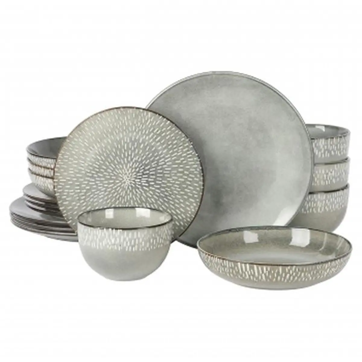 Gibson Elite 138958.16 Matisse Sto are Dinnerware Set with Reactive Glaze, Grey - 16 Piece