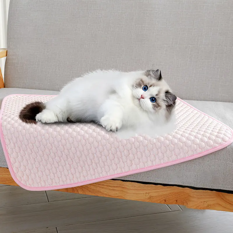 Pet Cooling Pads Ice Bed Summer Cat Dog Pads Cool Fabric Top Soft Inner Layer Breathable Base Machine Washable Ideal for Indoor Use Refreshing Sleep Aid Air Conditioned Room Companion Cat Summer Gifts