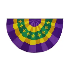 Mardi Gras Bunting Flag, 5x3ft Polyester Banners, Dye Sublimation Print Festive & Party Supplies Backdrop