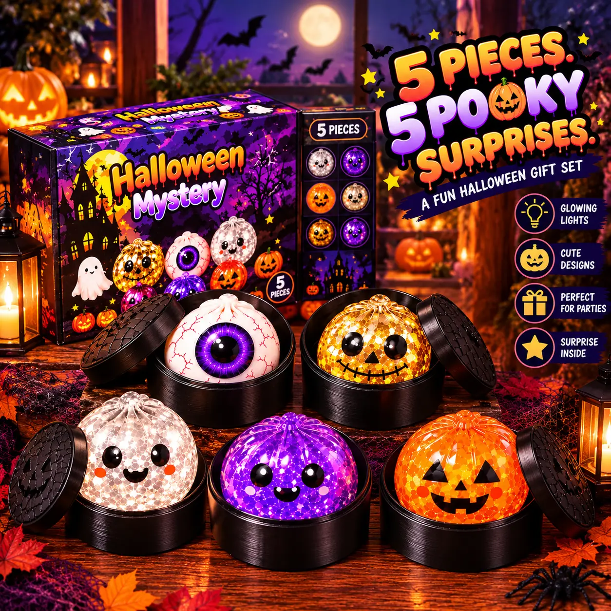 10in Ghost Dumpling Squishies Keychain with Steamer, Stress Relief Sensory Fidget Toy, Backpack Pendant, Party Favor Fashion Accessory Mini Gifts (Halloween Themed)
