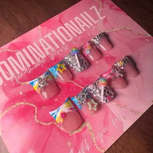 Dominationailz 10 Pc Y2K Candy Drip Duck Nails Duckies Handmade Press On Nails Reusable Easy Application With Bling