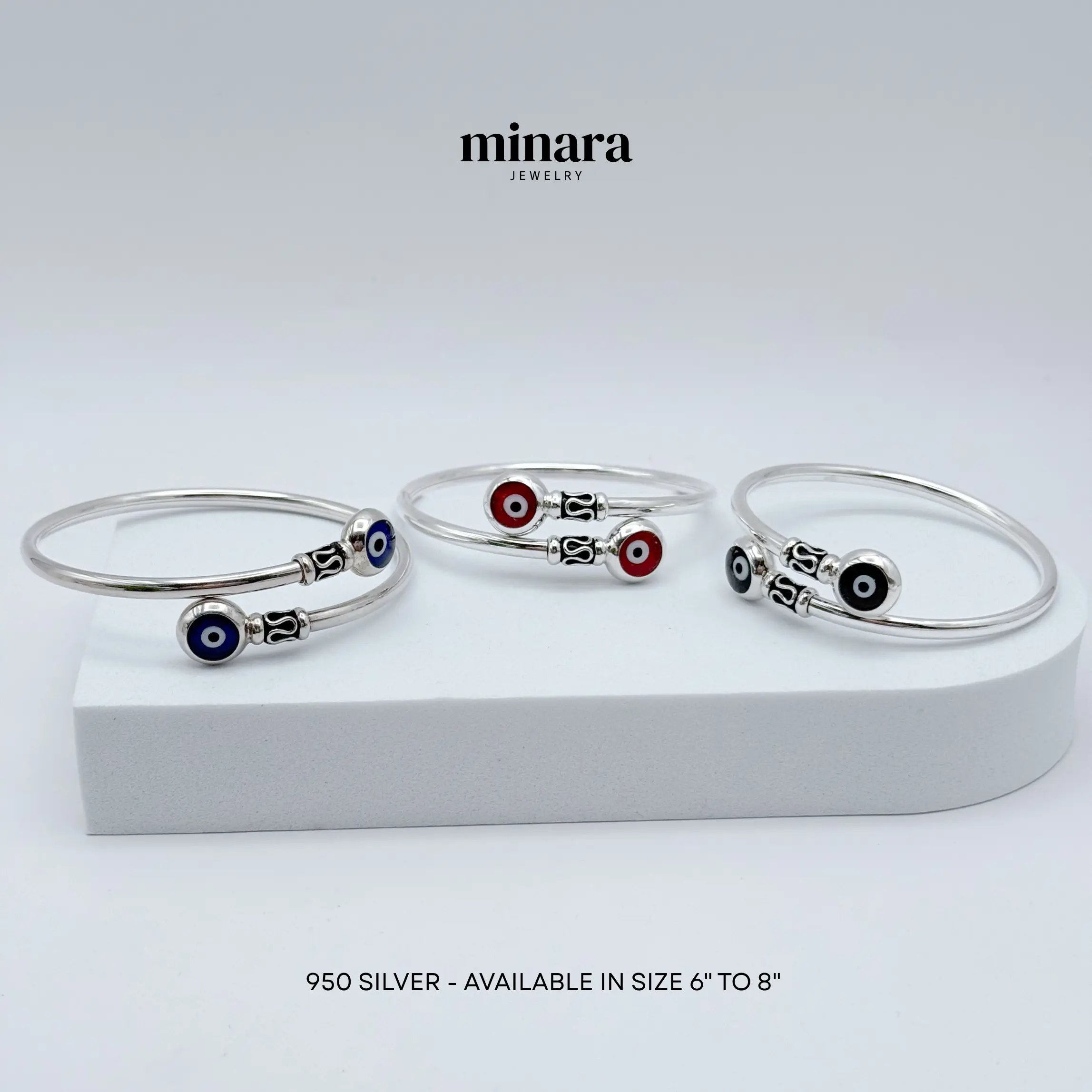 950 Silver Bracelet with Turkish Evil Eye Design Protection Amulet