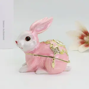 Easter Gift Enamel Easter Bunny Decorative Box, Zodiac Cartoon Rabbit Desktop Creative Ornament, Birthday Present, Fashion Style