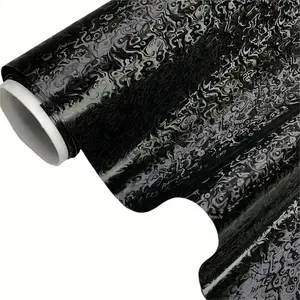 Premium PET Black Cosmic Ghost Textured Carbon Fiber Vinyl Wrap Film Self Adhesive Car DIY Sticker Decal With Air Release Universal Car Sticker Car Decals