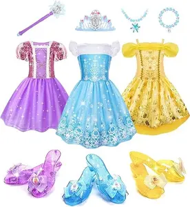Mother Day Gift Princess Dress Up for Girls 3-6, Dress Up Clothes with Princess Shoes Toy, Christmas Birthday Gift for Toddlers Girls