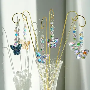 6 Pack Crystal Sun Catchers with 13.7'' Butterfly, Indoor Plant Stake Decor, Floor Mount, Home Window Garden Decoration