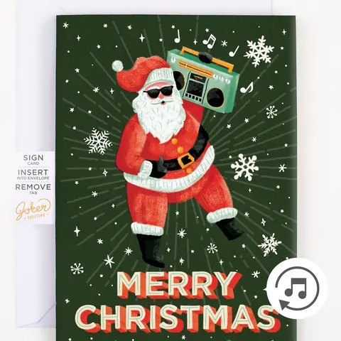Joker Greeting Glittery Finish Christmas Card Set - Endless Musical Rick Astley Hit "Never Gonna Give You Up" Office Stationery, Boxed Set for Meme Enthusiasts & Friend Gifting