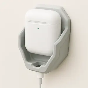 Pod Doctor AirPod Wall Mount Holder for Apple AirPods 1 & 2 with Cable Slot Minimalist Design No-Screw Adhesive Backing Secure Charging Organizer - Earbuds
