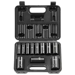 VEVOR 3/8 Drive Impact Socket Set, 11 Piece Deep Socket Set SAE 5/16-1, 6 Point CR-V Alloy Steel for Auto Repair, Easy-to-Read Size Markings, Rugged Construction, Includes Storage Case