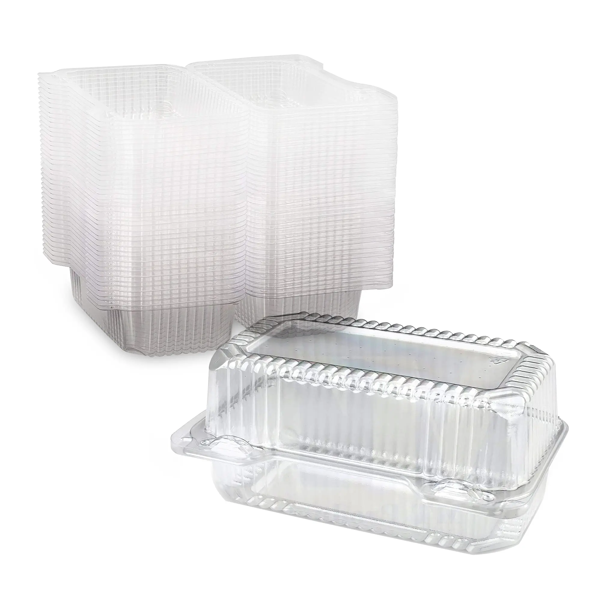 MT Products Transparent Plastic Loaf Boxes with Hinged Lids - Disposable Chocolate, Cookie Storage Containers for Party Home Supplies