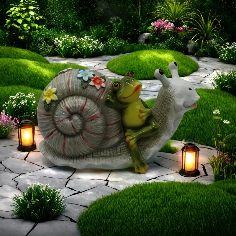 Frog Snail-shaped Ornaments, Resin Statues, Suitable For Interior Decoration And Courtyard Lawn And Patio Decoration, Cute Animal-shaped Decoration
