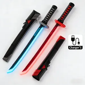 Samurai LED Lightsaber Toy Cyberpunk Katana - 23.5" Light-Up Propfor Cosplay, Raves & Festivals RGB Lights Durable CollectibleItem US In Stock, Perfect Easter Gift