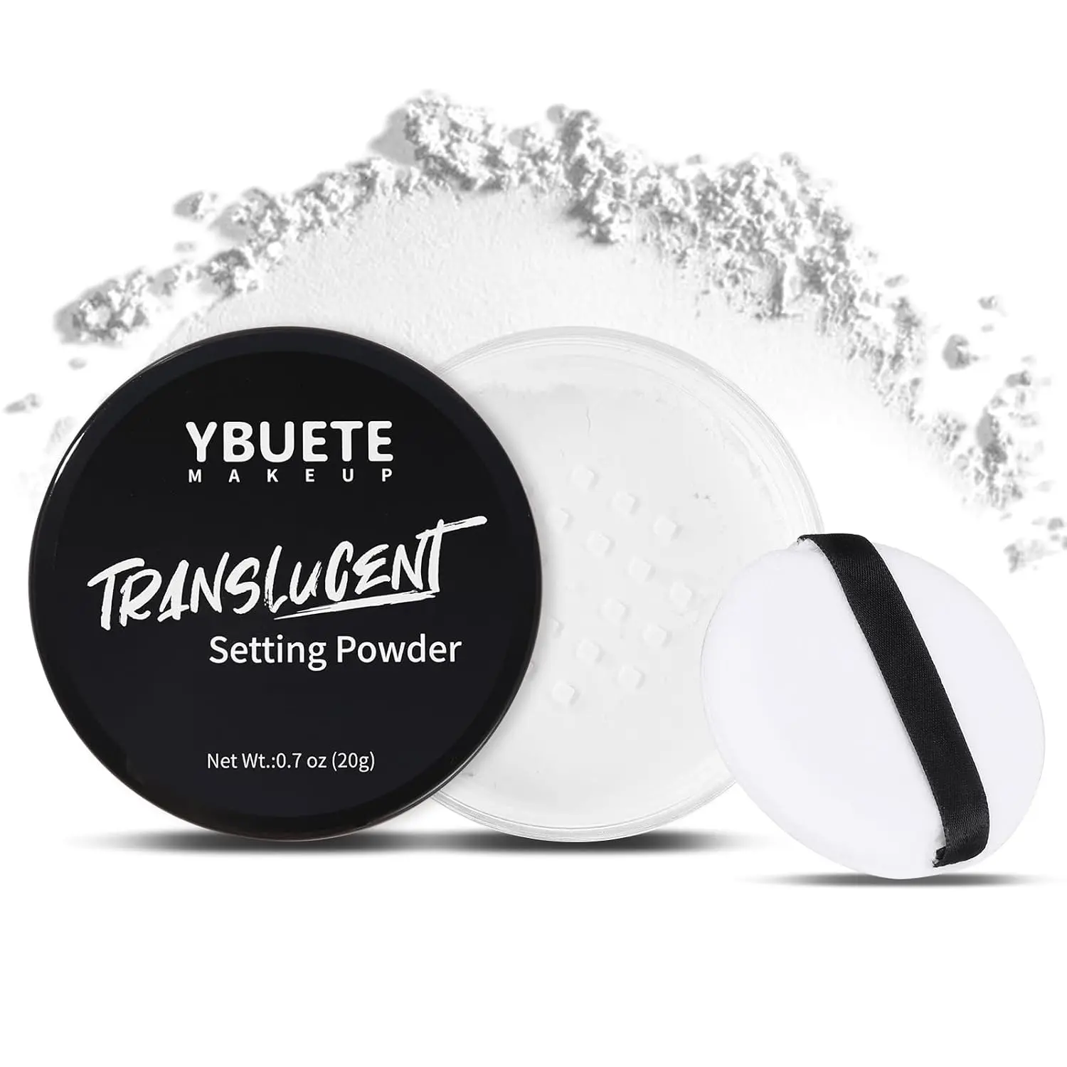 YBUETE Translucent Loose White Setting Powder, Cosplay SFX Face Makeup | Long Lasting Matte Finishing, Oil Control Talc-Free Setting Powder with Sifter, for Halloween SFX Carnival Cosplay Makeup