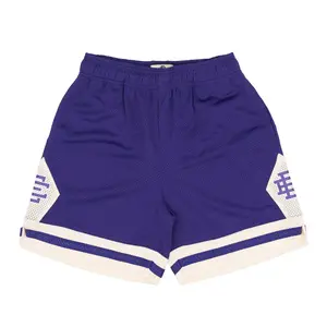Men's Eric Emanuel Diamond Pattern EE Shorts, Purple Cream, Casual Activewear for Athletic Sports Clothes (Menswear)