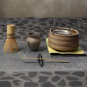 8 count Traditional  Matcha  Set - Matcha  Ceremony Kit with Whisk, Bowl, Sifter, Scoop, Scoop Holder, & Cleaning Brush for Matcha Lattes & Ceremonial-Grade