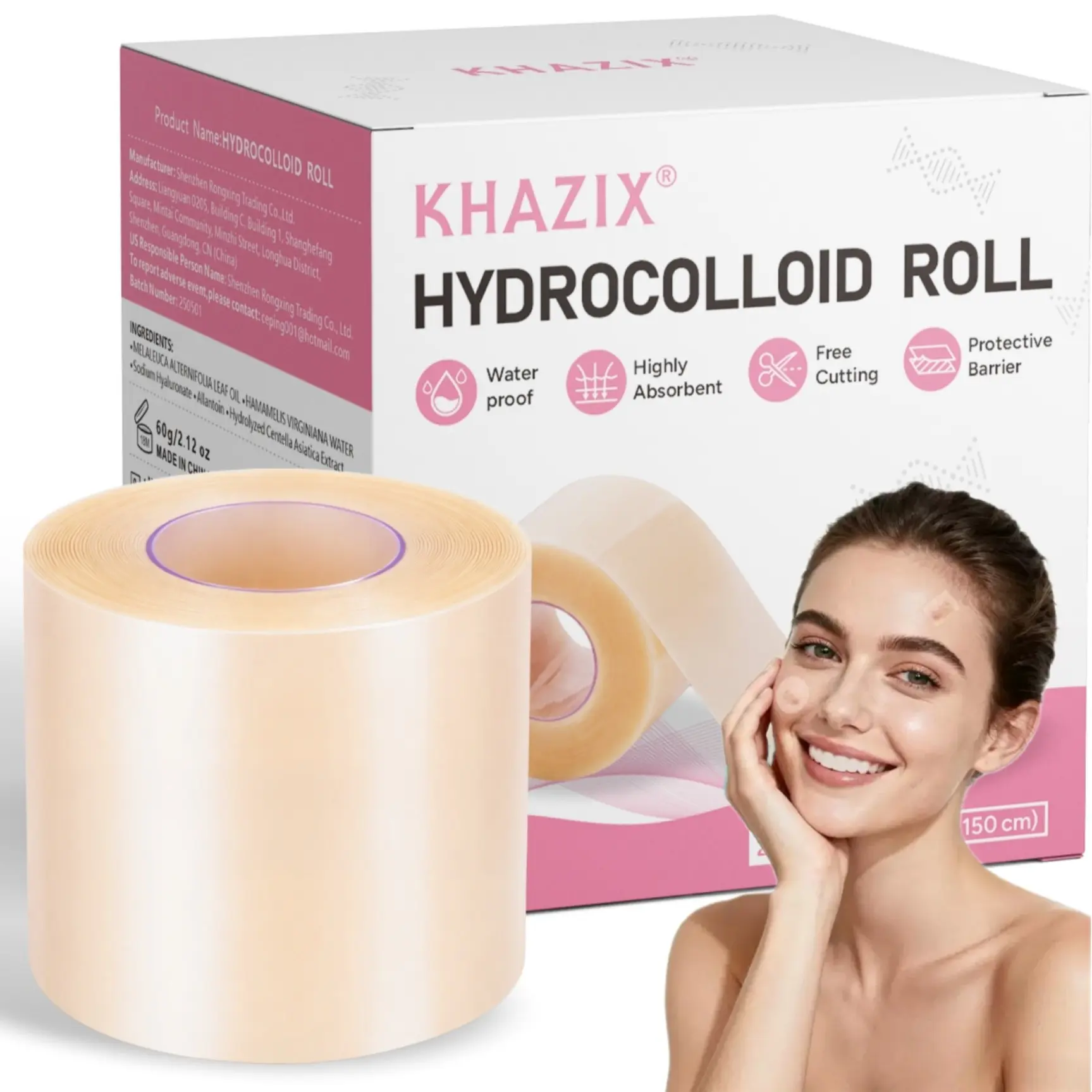 Waterproof Hydrocolloid Skin Care Roll, Self-Adhesive Super Absorbent Bandage, Soft and Waterproof, Ideal for Skin Care, Scar Tape, Scar Tape for Facial Lines, Scar Tape For Face, Scar Tape Scars, Patch, Invisible Scar Tape, Scar Tissue Tape Face