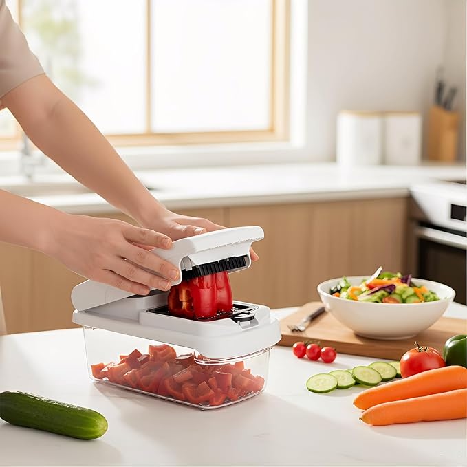 15-in-1 Multifunctional Kitchen Tool Set - Mandoline Slicer, Cheese Grater, Salad Dicer, Veggie Cutter with Storage Container for Cooking, Spices Prep, All Seasons Classic Novelty Stress Relief Toy, Vegetable Slicer Shredder