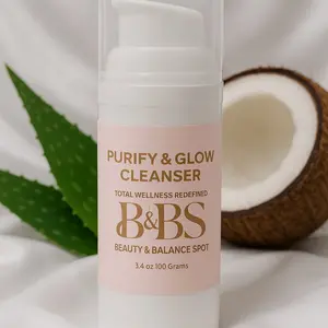 BBS Purify and Glow Cleanser - Total Wellness Redefined Beauty & Balance Spot 3.4 oz 100 Grams with Glycolic Acid & Aloe Vera for Radiant Skin
