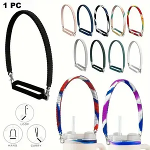 1pc Soft Durable Water Bottle Sling Handle - Silicone Water Bottle Carrying Rope - Fits Most 8-40oz Bottles - Drink Carrier - Drinkware Tumbler Accessories