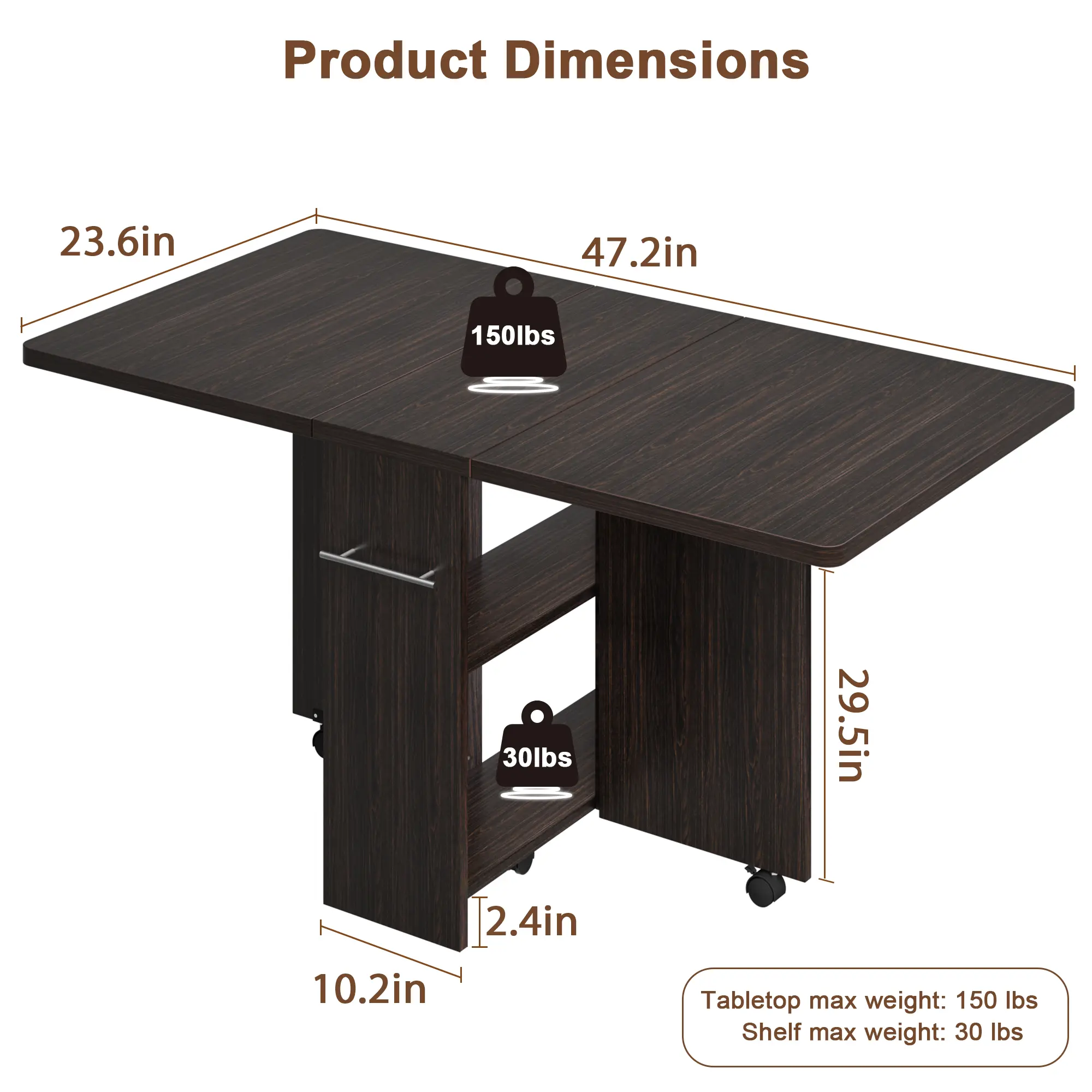 Dark walnut with handle 120*60*75cm