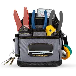 9-Pocket Magnetic Tool Pouch – Heavy-Duty 1680D Ballistic Polyester, Durable and Water-Resistant Tool Belt Pouch with Magnetic Storage for Carpenters, Electricians & DIY Enthusiasts - Black., Tool Bag Organizer, Portable Tool Bag
