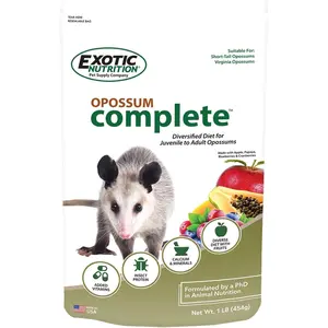 Opossum Complete - Nutritionally Complete Healthy Pellet Diet - Food for Short-Tailed & Virginia Opossums (1 lb.)