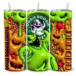 Oogie Boogie 3D Coffee 20  oz Tumbler - BPA Free, Stainless Steel, Leak Proof, Clear Lid, Includes Straw