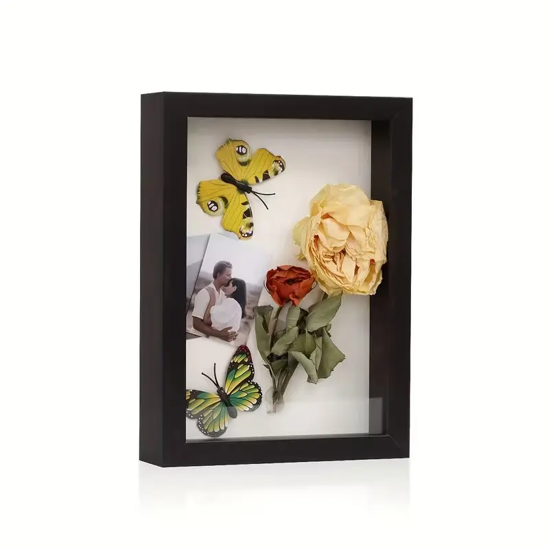 1/2/3pcs Large Shadow Box Frame 12x16/8x10 Inch Sturdy Artificial Wood Memory Display Case with Clear Plexiglass Cover for Photos Flowers Medals Memorabilia Vintage Black Finish Keepsake Holder Elegant Display Durable Construction