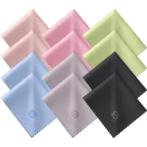 12 Pack Microfiber Lens Cleaning Cloths - Ultra-Soft, Scratch-Free Eyeglass Cloths for Glasses, Screens & Cameras - 7x6 in, Assorted Colors