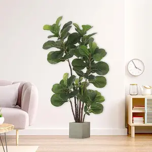 Garvee Artificial Fiddle Leaf Fig Tree PE Material Multi-Branch Realistic Leaves Stable Base Indoor Home Office Living Room Bedroom Decor