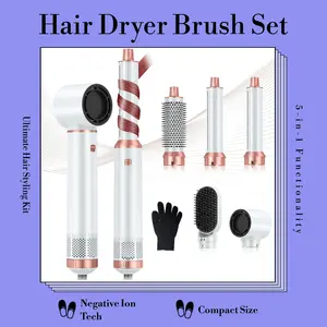 5 in 1 Hair Dryer Brush Set Negative Ion Blow Dryer Air Styler Curling Wrap Curler Straight Curl Drying Smoothing Tools Gift for Hair Styling,house white official tiktok Hot Comb