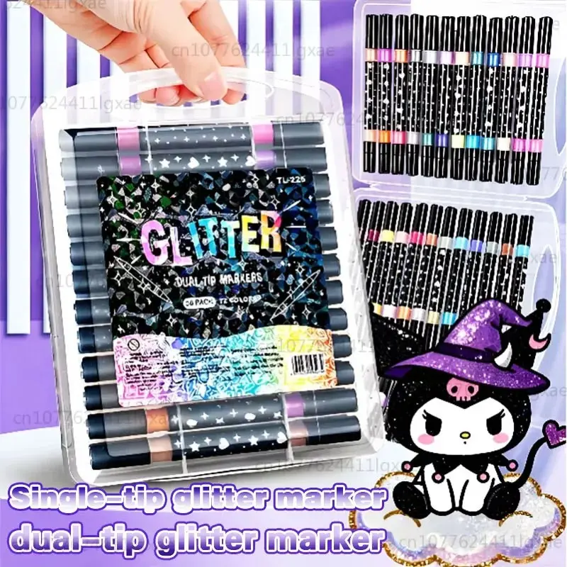 48/24/72/96 Colors Dual Brush Tip Glitter Art Markers Metallic Paint Marker Set Pens Art Supplies DIY Crafts Birthday Cards, Making Poster, Album