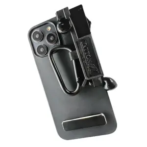 KaTTON Phone case Compatible with iPhone 14 Pro, Multitool Phone Case Holder for Removable Multi-Tool or USB Drive, Air Tag Holder, Kickstand, Carabiner Finger Holder, Finger Loop & Air Pod Holders