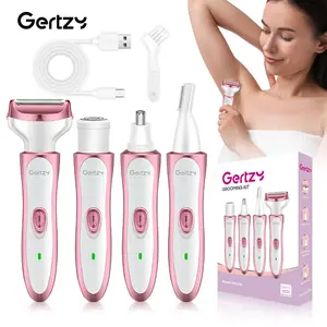 4-In-1 Rechargeable Electric Hair Remover, Facial Hair Remover, Hot Pink Precision Trimmer for Face, Nose, Legs, Underarms, Portable Women's Grooming Kit, Hair Removal