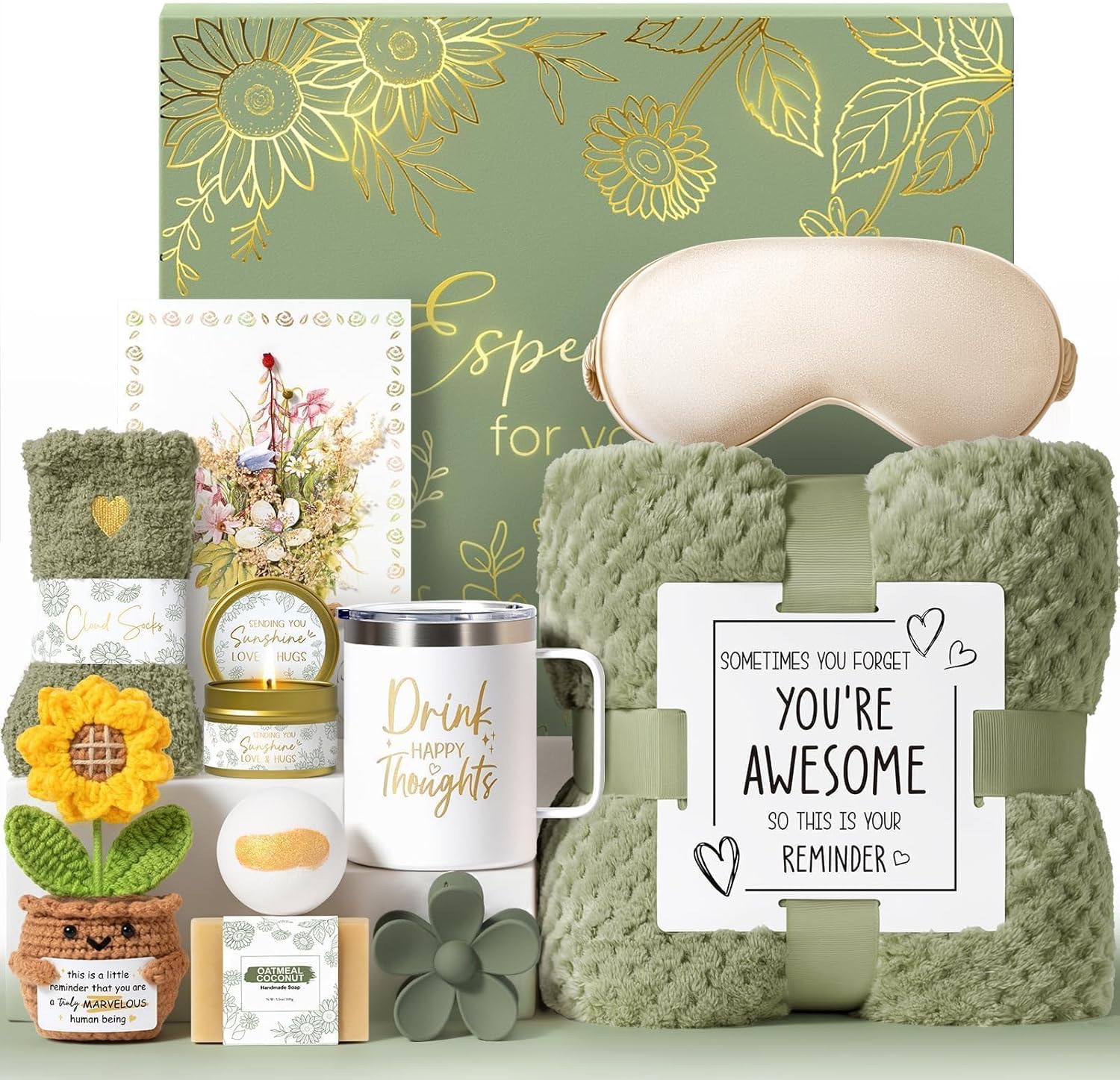 Mayicivo Easter Gift Basket for Women – Sending Sunshine Care Package, Thoughtful Easter Gift for Mom, Friends & Coworkers