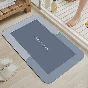 Absorbent Quick Dry Thin Bathroom Mat Non-Slip Stain Resistant Soft Shower Rug, Machine Washable Floor Mat for Bathroom Bathtub Kitchen Living Room Entryway, Modern Minimalist Dark Gray Rectangle Home Floor Covering，home essentials