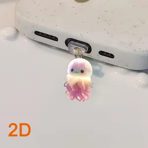 Cute Jellyfish Design Phone Dust Plug, 1 Count 2D Cute Jellyfish Design Phone Dust Plug, Phone Accessories for iPhone & Android