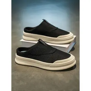 Men’s mesh half slip-on sneakers, slip-on mules, one-step lazy shoes, thick sole, versatile student shoes, casual fashion footwear
