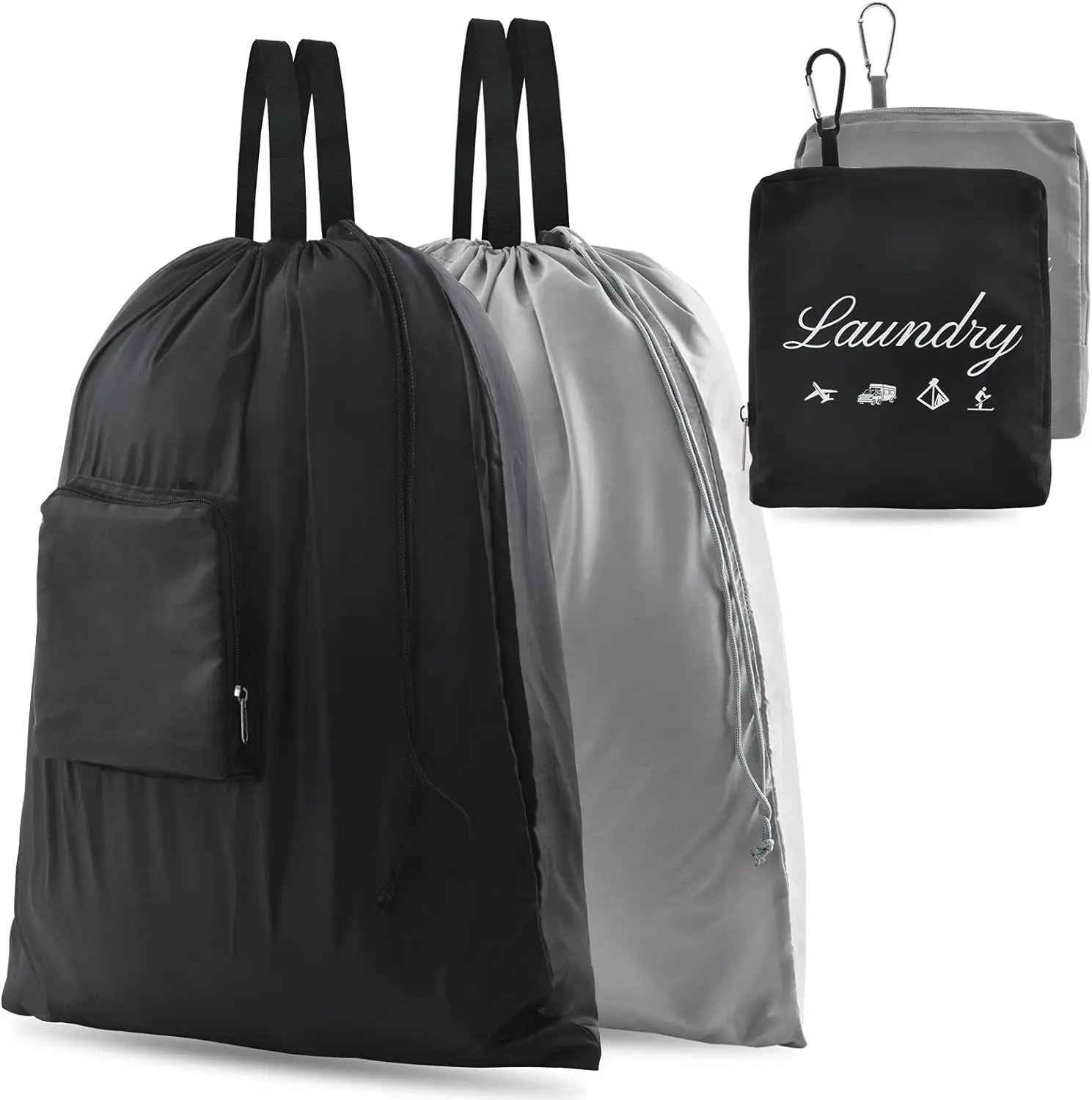 High-Density Nylon Laundry Organiser with Zipper Pocket - Machine Washable, Tear Resistant, Durable, Odorless, 24Lx21W Accessories
