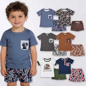 Camouflage dog Print Short Sleeve Boy Set