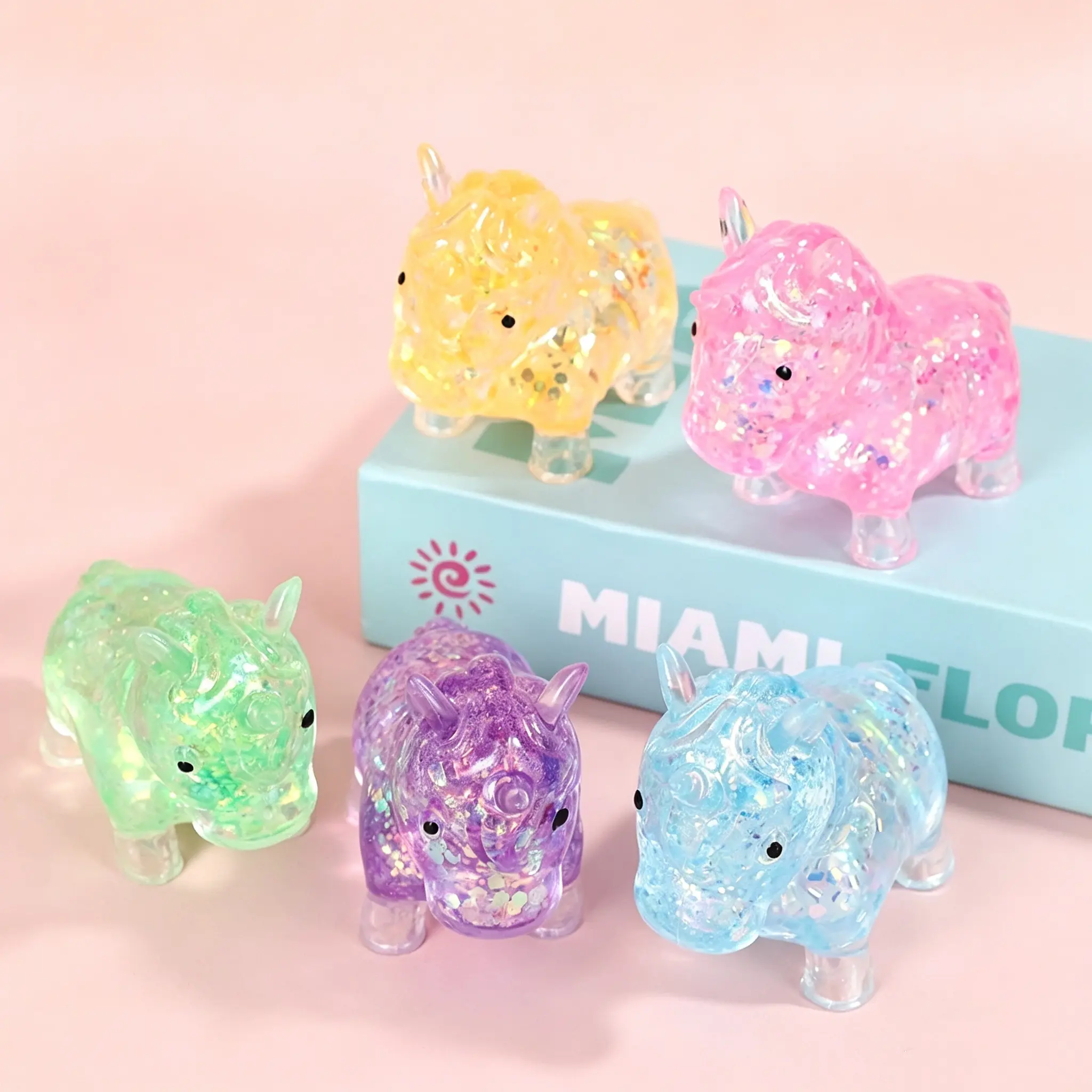 Unicorn Shape Glitter Fill Squishies Toys, Soft Silicone ASMR Sound Stress Relief Fidget Toy for Kids