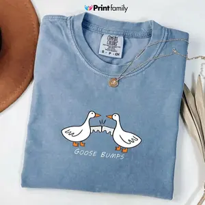 Comfort Colors Sorry I'm Late I Was Dilly Dallying Goose T-Shirt, Funny Animal Humor and Cute Goose Tee Gift, Gift for Him - Printfamily