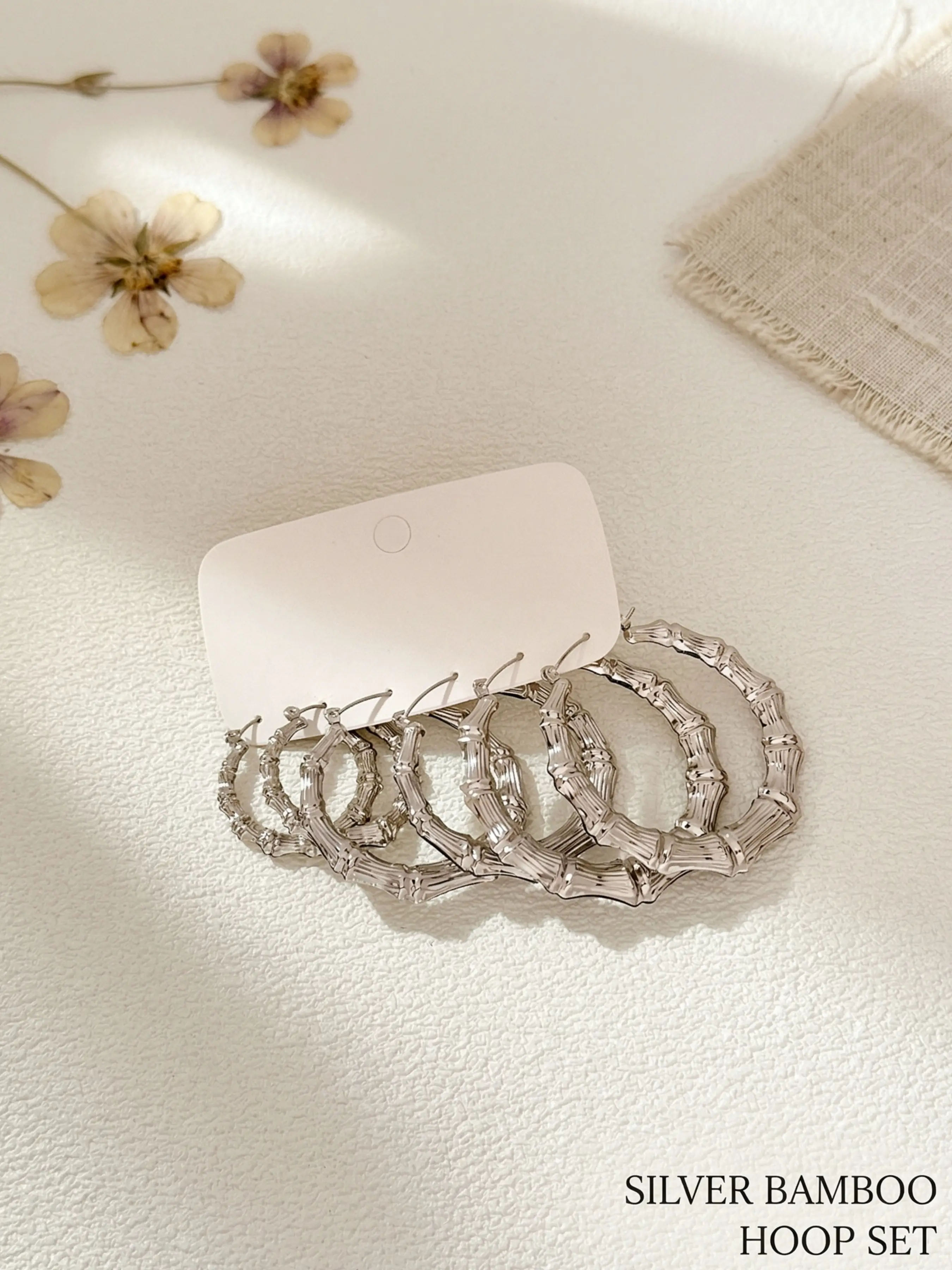 6pcs Women's Bamboo Ring Earrings Set, Daily Wear Jewelry, Elegant Design, Perfect for Everyday Use, Stylish Accessory for All Seasons, Hoop Earring Sets, Fashion Earrings, Ear Accessories