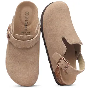 Classic Women's Suede Clogs Unisex Men Clogs with Adjustable Strap Cork Footbed Leather Mules