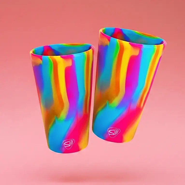 Silipint Silicone 16 oz Pint Glass 2-Pack Drinkware Durable Stylish Reusable Thick Sturdy Tumblers Mugs Cups Dishwasher Safe Microwave Oven Freezer Safe Unbreakable BPA-Free Non-Toxic