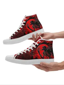 Men's Halloween Themed Lace Up High Top Canvas Shoes, Casual Comfortable Soft Bottom Skateboard Shoes, Personalized Fun Unique Gift for Men